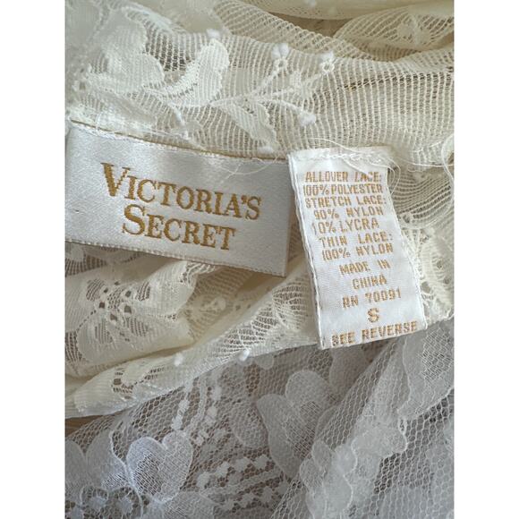 80s Vintage Victoria's Secret Dress Gold Label White Lace Nightgown Slip Dress - Picture 12 of 12